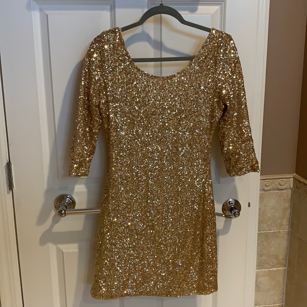 Gold sequin dress